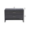 2 Drawer Wooden Nightstand with Brass Handles and Accents, Gray