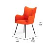 Fabric Upholstered Dining Chair with Winged Back and Curved Arms, Orange