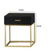 1 Drawer Wooden Nightstand with Metal Legs, Black and Gold