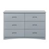 Transitional Wooden Dresser with 6 Drawers and Recessed Handles, Gray