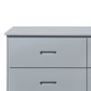 Transitional Wooden Dresser with 6 Drawers and Recessed Handles, Gray