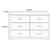 Transitional Wooden Dresser with 6 Drawers and Recessed Handles, Gray