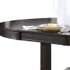 Oval Wooden Counter Height Table with Extension Leaf and Open Shelf, Brown