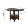 Oval Wooden Counter Height Table with Extension Leaf and Open Shelf, Brown