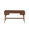 3 Drawer Wooden Writing Desk with Splayed Legs, Walnut Brown