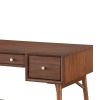 3 Drawer Wooden Writing Desk with Splayed Legs, Walnut Brown