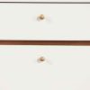 2 Drawer Wooden Nightstand with Angled Legs, White and Brown