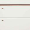 3 Drawer Wood Chest with Round Pulls and Angled Legs, Small,White and Brown