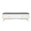 Fabric Upholstered Bedroom Bench with 2 Storage Drawers, Brown and Gray
