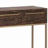 Wooden Sofa Table with 3 Storage Drawers and Metal Base, Brown and Gold