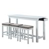 1 Drawer Counter Height Table with Backless Stools,Set of 4,White and Gray