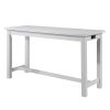 1 Drawer Counter Height Table with Backless Stools,Set of 4,White and Gray