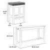 1 Drawer Counter Height Table with Backless Stools,Set of 4,White and Gray