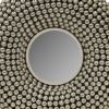 31 Inch Metal Wall Decor with Mirror and Studded Nail Accents, Silver