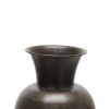 15 Inch Metal Jar with Wooden Accent and Flared Opening,Black and Brown