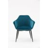 Velvet Upholstered Dining Chair with Padded Seat and Tapered Legs, Blue