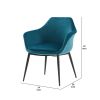 Velvet Upholstered Dining Chair with Padded Seat and Tapered Legs, Blue