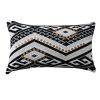 12 x 20 Rectangular Handwoven Jacquard Accent Lumbar Throw Pillow, Sequins, Geometric Design, White, Black