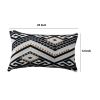 12 x 20 Rectangular Handwoven Jacquard Accent Lumbar Throw Pillow, Sequins, Geometric Design, White, Black