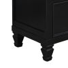 2 Drawer Wooden nightstand with Tapered Legs and Metal Rings, Black