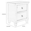 2 Drawer Wooden nightstand with Tapered Legs and Metal Rings, Black