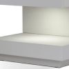 Contemporary Squared C Shaped Wooden Nightstand with LED Light, Gray