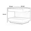 Contemporary Squared C Shaped Wooden Nightstand with LED Light, Gray