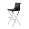 Leatherette Bar Stool with X Shape Legs, Set of 2, Black and Chrome