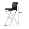 Leatherette Bar Stool with X Shape Legs, Set of 2, Black and Chrome