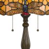 2 Bulb Tiffany Table Lamp with Dragonfly Design Shade, Multicolor