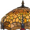 2 Bulb Tiffany Table Lamp with Dragonfly Design Shade, Multicolor
