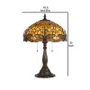 2 Bulb Tiffany Table Lamp with Dragonfly Design Shade, Multicolor