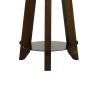 Drum Shade Table Lamp with Wooden Tripod Base, White and Brown