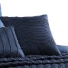 10 Piece Queen Polyester Comforter Set with Geometric Print, Dark Blue