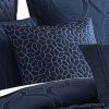 10 Piece Queen Polyester Comforter Set with Geometric Print, Dark Blue