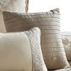 10 Piece King Polyester Comforter Set with Damask Print, Cream and Gold