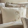 10 Piece King Polyester Comforter Set with Damask Print, Cream and Gold