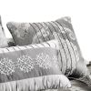 12 Piece King Polyester Comforter Set with Medallion Print, Platinum Gray