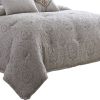 10 Piece King Cotton Comforter Set with Textured Floral Print, Gray