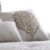 10 Piece King Cotton Comforter Set with Textured Floral Print, Gray
