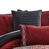 10 Piece King Size Comforter Set with Medallion Print, Red and Blue