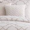 10 Piece King Size Fabric Comforter Set with Quatrefoil Prints, White