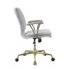 Adjustable Leatherette Swivel Office Chair with 5 Star Base, Gray and Gold