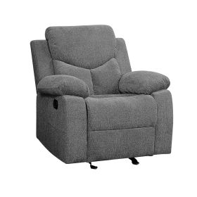 Fabric Upholstered Glider Recliner Chair with Pillow Top Armrest, Gray