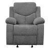 Fabric Upholstered Glider Recliner Chair with Pillow Top Armrest, Gray