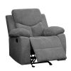 Fabric Upholstered Glider Recliner Chair with Pillow Top Armrest, Gray