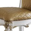 Leatherette Padded Counter Height Chair, Set of 2, White and Beige