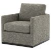 Swivel Fabric Upholstered Accent Chair with Track Arms and Trim Base, Gray