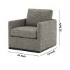 Swivel Fabric Upholstered Accent Chair with Track Arms and Trim Base, Gray