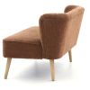 Curved Channel Stitched Fabric Accent Bench with Wooden Legs, Brown